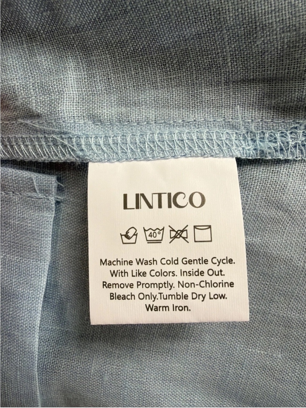 NWT Lintico 100% Linen Shawl V-Neck Half Sleeve Top JADE Baby Blue Size Small - Picture 7 of 12